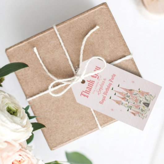 キャッスル王室のピンク誕生日メッセージカード ギフトタグ