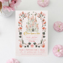 キャッスル王室のピンク誕生日招待状 – 任意の年齢写真