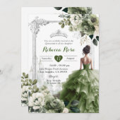 キャッスル王室のプリンセスシルバーセージグリーン15アニョス 招待状 (正面/裏面)