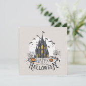 キャッスル&こうもり&カボチャハローウィンパーティ招待状 招待状 (スタンド正面)