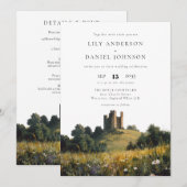 キャッスル フローラル カントリー ワール インワン ウェディング 招待状 (正面/裏面)