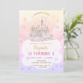 キャッスル+レインボー+プリンセス+ポニー 誕生日 招待状 (スタンド正面)