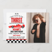 キャッチできないよ レース カー ボーイ ３歳の誕生日パーティー 招待状 (正面)