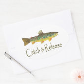 キャッチとリリースの魚釣り 楕円形シール (封筒)