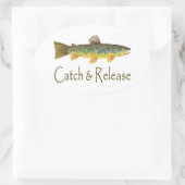 キャッチとリリースの魚釣り 楕円形シール (バッグ)
