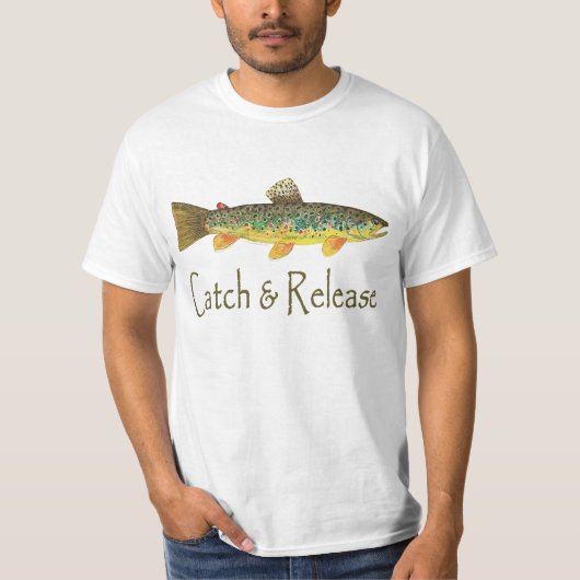 キャッチとリリースの魚釣り Tシャツ (正面)