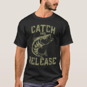キャッチとリリース魚釣りデザイン Tシャツ (正面)