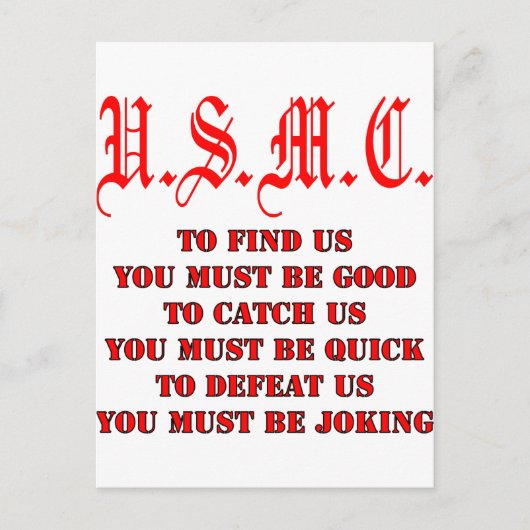 キャッチまたは敗北を見つけるUSMC ポストカード (正面)