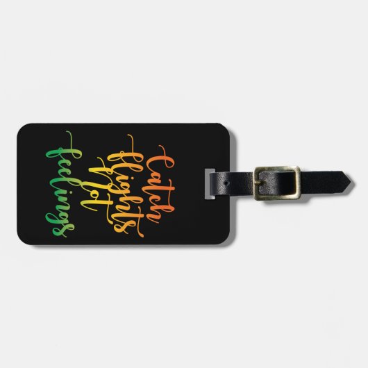 キャッチフライトなし感覚カラフル引用文、ブラック ラゲッジタグ (正面横)