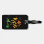 キャッチフライトなし感覚カラフル引用文、ブラック ラゲッジタグ (裏面横)