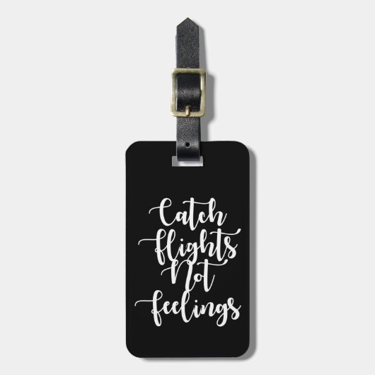 キャッチフライトなし感覚引用文、白黒 ラゲッジタグ (正面縦)
