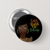 キャッチフライト感覚、黒人女性、黒 缶バッジ (正面&裏面)