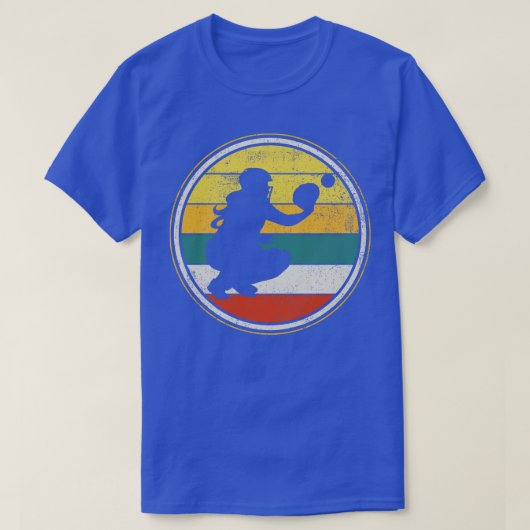 キャッチャソフトボール選手ヴィンテージ5 Tシャツ (デザイン正面)