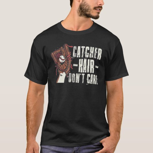 キャッチャーの髪なんて気にしない Tシャツ (正面)