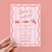 キャッチロブスターピンク&オレンジブライダルシャワー 招待状