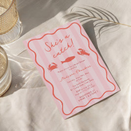 キャッチロブスターピンク&オレンジブライダルシャワー 招待状