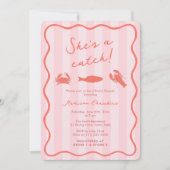 キャッチロブスターピンク&オレンジブライダルシャワー 招待状 (正面)