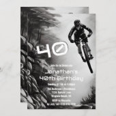 キャッチングエア – Mountain Bike Sketch 40th Birthday 招待状 (正面/裏面)