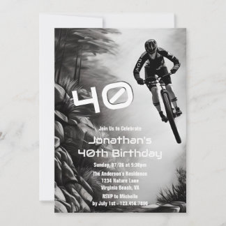 キャッチングエア – Mountain Bike Sketch 40th Birthday 招待状