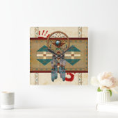 キャッチングスピリット先住民アメリカ スクエア壁時計 (ホーム)