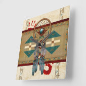 キャッチングスピリット先住民アメリカ スクエア壁時計 (傾斜)