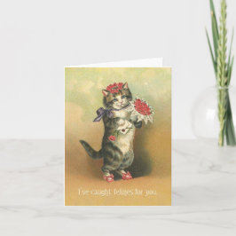 キャッチ猫科の動物 – かわいいレトロな猫バレンタイン シーズンカード