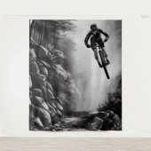 キャッチ空気 – マウンテンバイクデジタル鉛筆スケッチ タペストリー (正面)