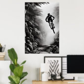 キャッチ空気 – マウンテンバイクデジタル鉛筆スケッチ ポスター (ホームオフィス)