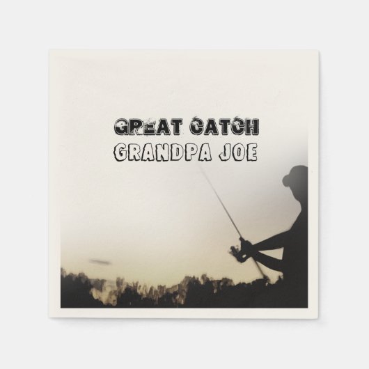 キャッチ素晴らし – フィッシャーマアートン魚釣りパーソナライズされた スタンダードカクテルナプキン (正面)