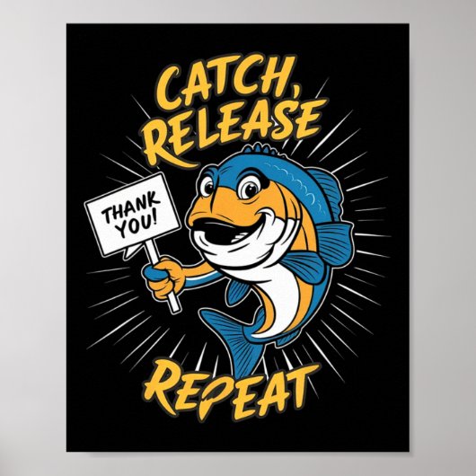 キャッチ・アンド・リリースおもしろい魚釣り ポスター (正面)