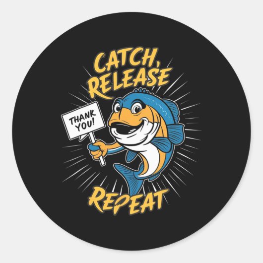 キャッチ・アンド・リリースおもしろい魚釣り ラウンドシール (正面)