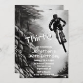 キャッチ・エア – Mountain Bike Sketch 30th誕生日 招待状 (正面/裏面)