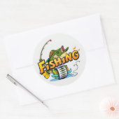 キャッチ・オブ・ザ・デイ:おもしろい魚釣り冒険! ラウンドシール (封筒)
