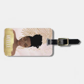 キャッチ・フライトなし感覚ブラック・ウーマン・ピンク&金ゴールド ラゲッジタグ (正面横)