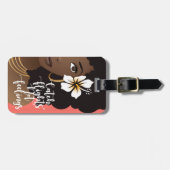 キャッチ・フライト感覚ではなく、黒い女性（花つき） ラゲッジタグ (正面横)