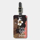 キャッチ・フライト感覚ではなく、黒い女性（花つき） ラゲッジタグ (正面縦)