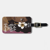 キャッチ・フライト感覚、黒い女性、花 ラゲッジタグ (正面横)