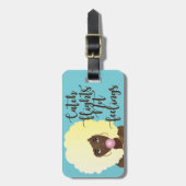 キャッチ・フライト感覚、黒人女性、ガム、青 ラゲッジタグ (正面縦)