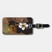 キャッチ・フライト感覚、黒人女性、ブラウン ラゲッジタグ (正面横)