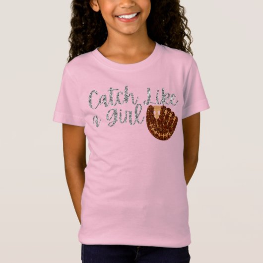 キャッチ・ライク・ア・ガール・ベースボール・ギラギラ Tシャツ (正面)