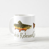 キャッチ&リリーストラウト魚釣り コーヒーマグカップ (正面左)