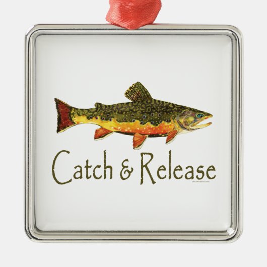 キャッチ&リリーストラウト魚釣り メタルオーナメント (正面)