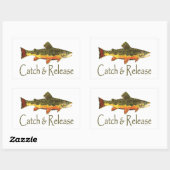 キャッチ&リリーストラウト魚釣り 長方形シール (シート)