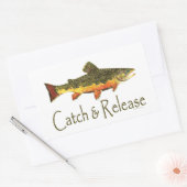 キャッチ&リリーストラウト魚釣り 長方形シール (封筒)