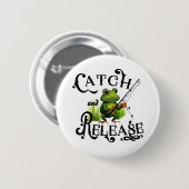 キャッチ&リリース魚釣りカエルのパッチ 缶バッジ (正面&裏面)