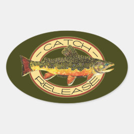 キャッチ&リリース魚釣り 楕円形シール