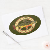 キャッチ&リリース魚釣り 楕円形シール (封筒)