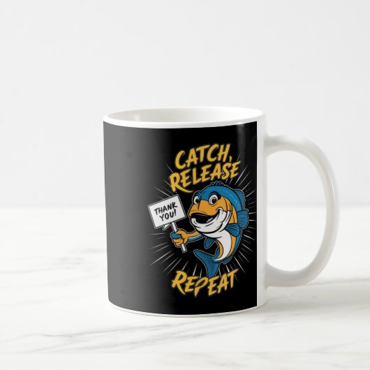 キャッチ＆リリース 楽しい釣り コーヒーマグカップ (右)