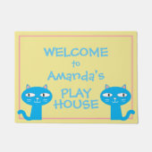 キャッツおもしろいガールズプレイハウスウェルカム ドアマット (正面)
