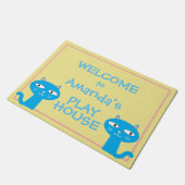 キャッツおもしろいガールズプレイハウスウェルカム ドアマット (アングル)